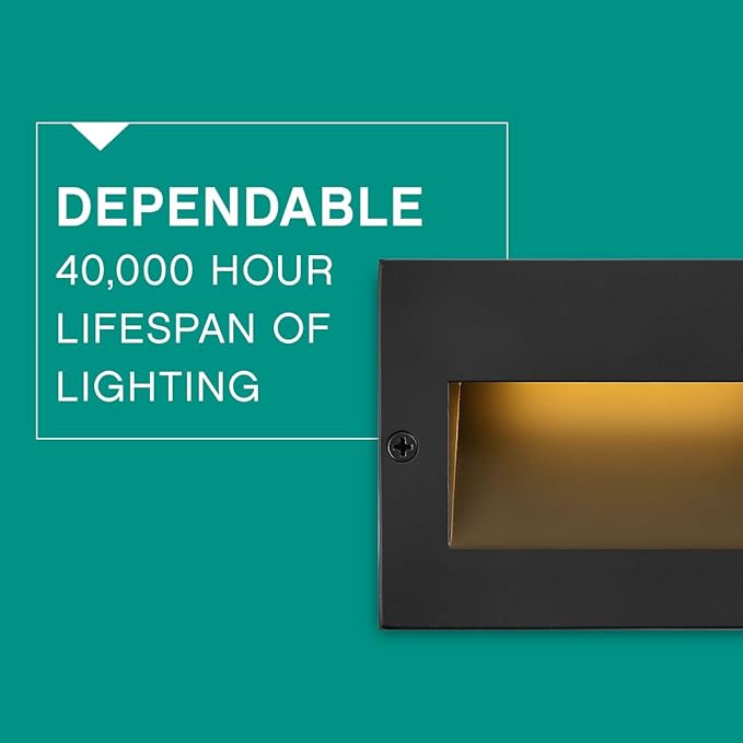 Hinkley Landscape Lighting Taper 1563SB Horizontal 12v Step Light, Low-Voltage, Recessed Mount, Integrated LED, Satin Black