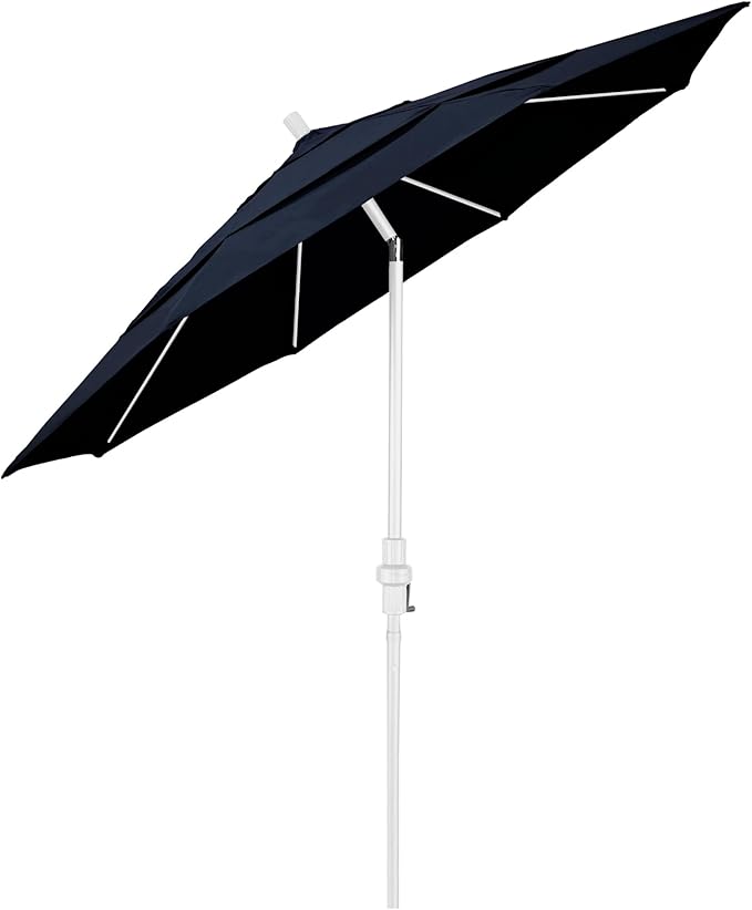 California Umbrella 11' Round Crank Lift, Collar Tilt, Aluminum Pole, Fiberglass Rib Patio Umbrella, White Finish