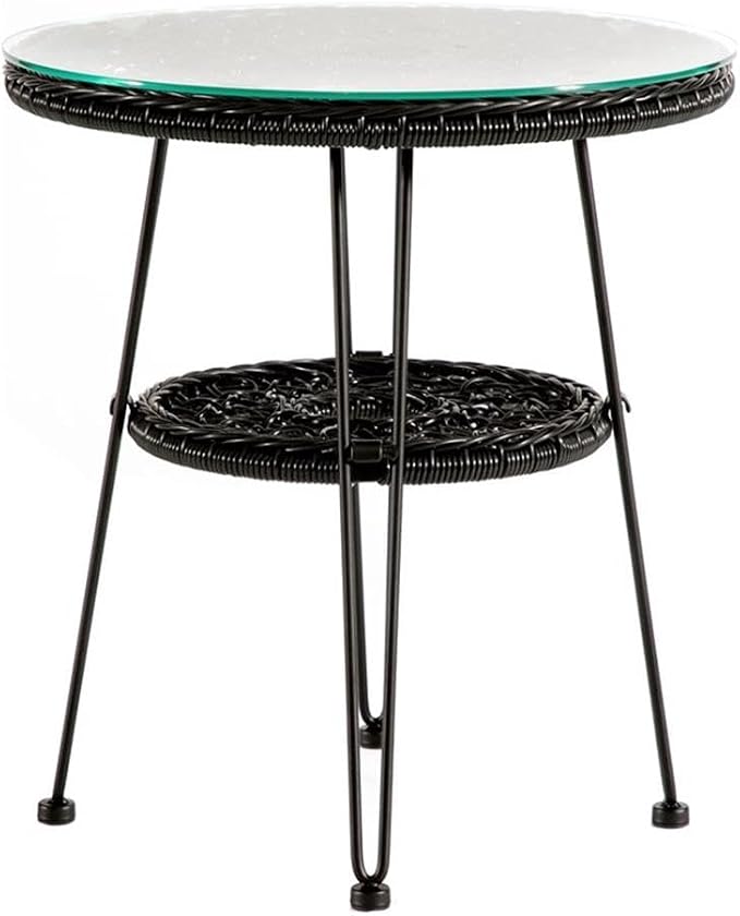 Furniture of America Muse & Lounge Co. Serene Wicker/Rattan Round Outdoor Coffee Table in Black