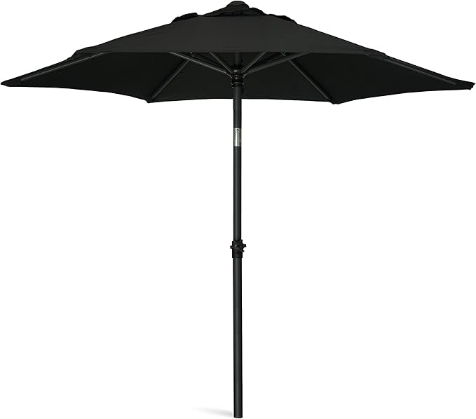 AMMSUN 6ft Patio Umbrella Outdoor Table Umbrellas with Push Button Tilt, UPF50+ Premium Steel Pole and Ribs for Deck, Lawn, Garden, Backyard & Pool (Black)