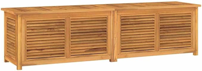 Patio Storage Box with Bag 78.7"x19.7"x21.7" Solid Wood Teak, Patio Storage Boxes