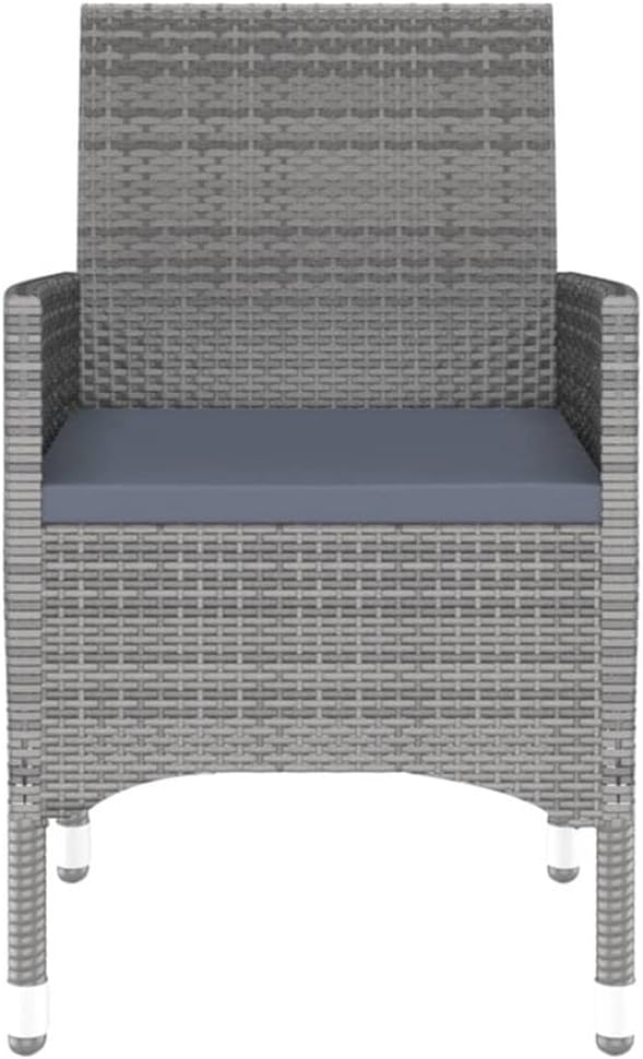 Afuera Living 3-Piece Poly Rattan Garden Dining Set, Gray Finish, Weather-Resistant with Powder-Coated Steel Frame, Round Table 23.6in Wide x 29.5in Tall, Plush Cushioned Chairs, Ideal for Patio or