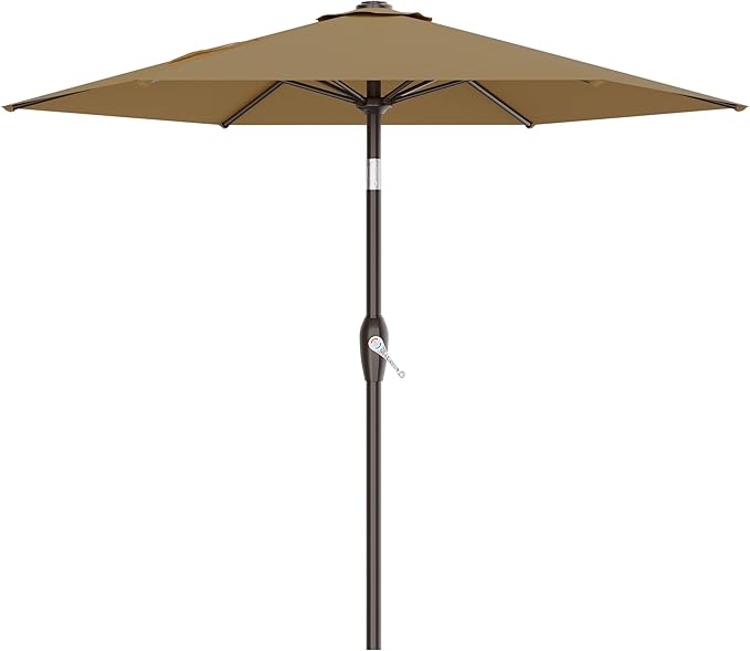 AreShark 7.5FT Patio Umbrella Table Market Umbrella w/Tilt and Crank, Heavy-Duty Outdoor Umbrellas for Pool, Deck, Garden and Backyard, Khaki