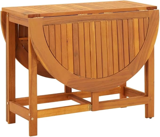 vidaXL Solid Acacia Wood Patio Drop Leaf Table Oval Dinning Stand Furniture