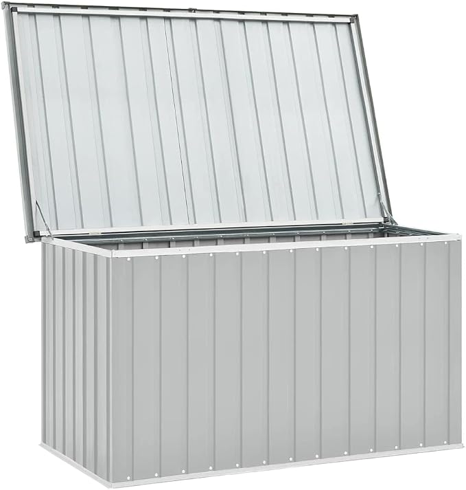 Patio Storage Box Outdoor 58.7"x39"x36.6" Galvanized Steel Deck Box with Hinged Lid, Large Outdoor Furniture for Garden, Pool, Backyard Organization