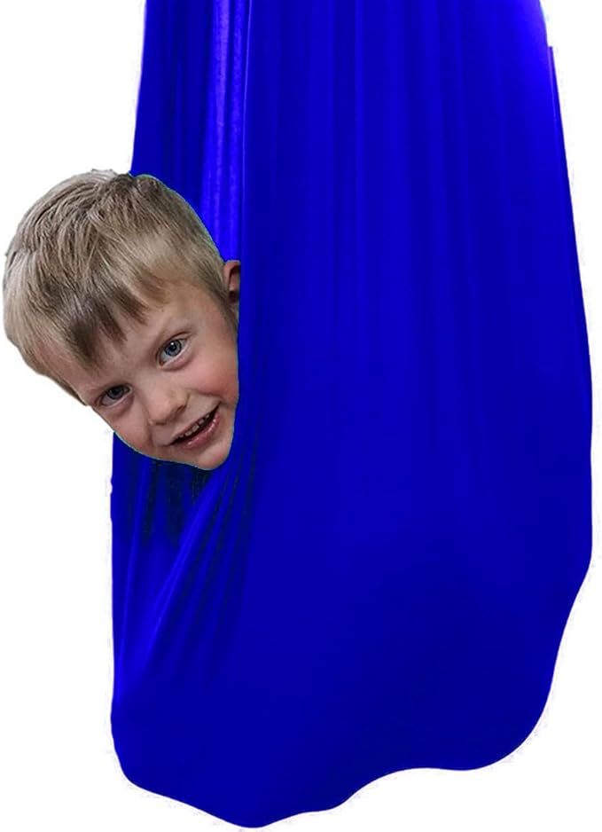 Sensory Swing for adults Indoor kids Therapy Swing Soothing Calming Snuggle Hammock durable soft strong fabric swing Great for Sensory Integration stimulation ( Color : Royal blue , Size : 1.5M x 2.8M