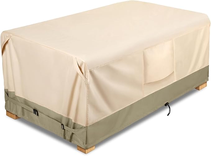 COSFLY Heavy-Duty Waterproof Patio Furniture Cover for Outdoor Table and Chairs Set - Fits 74L x 47W inch, 600D Oxford Fabric Ultimate Weatherproof Rectangular Cover with Adjustable Straps
