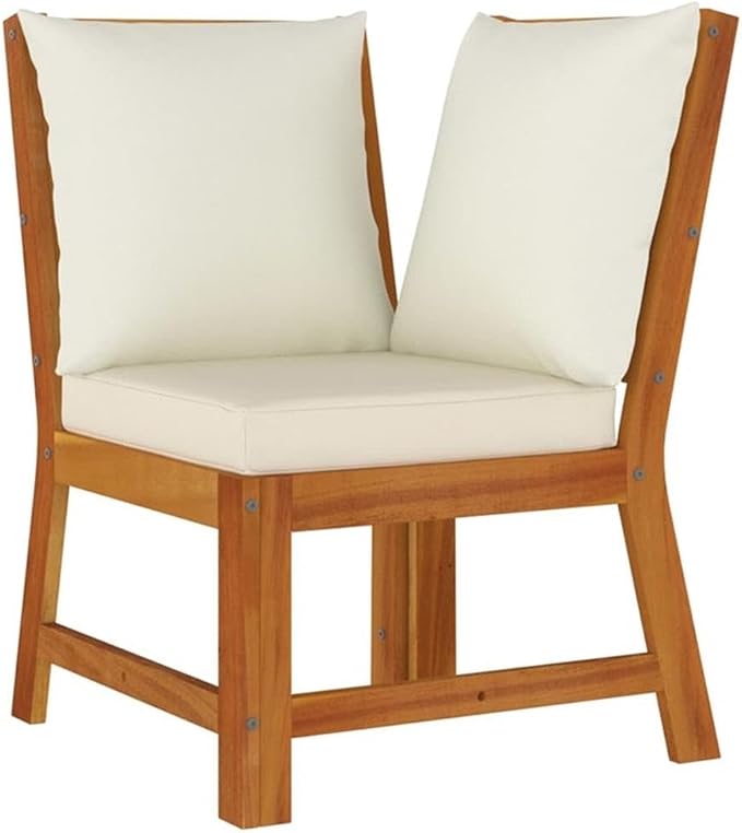 Afuera Living 7-Piece Garden Dining Set, Solid Acacia Wood, Cream White Cushions, Modular Design, Oiled Finish, Outdoor Patio Furniture, Seats 6, Includes Benches, Corner Sofa, Footstools, Dining