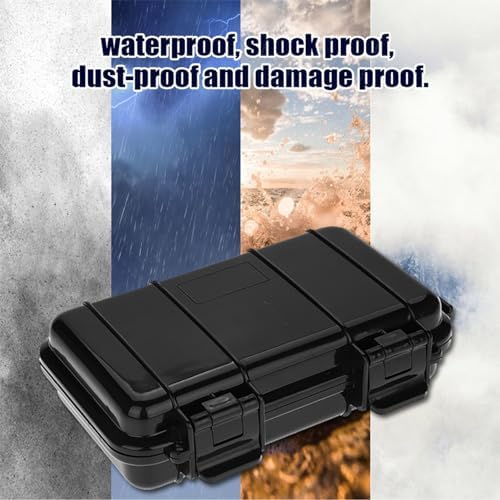 SIXRUN Outdoor Shockproof Sealed Storage Case, Model B, Black, ABS Material, 7.5x4.7x2.0 Inch
