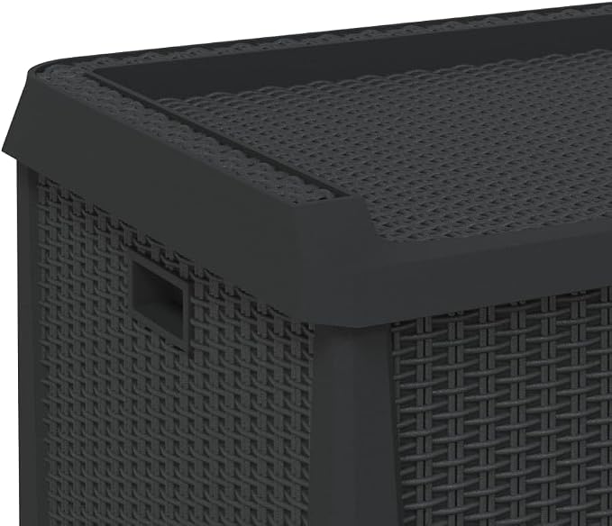 Garden Storage Box with Rattan Look, 33 gal PP Patio Storage Container for Cushions, Pillows, Blankets, and Garden Tools, Lockable Gas-Lift Design, 396.8 lb Load Capacity,