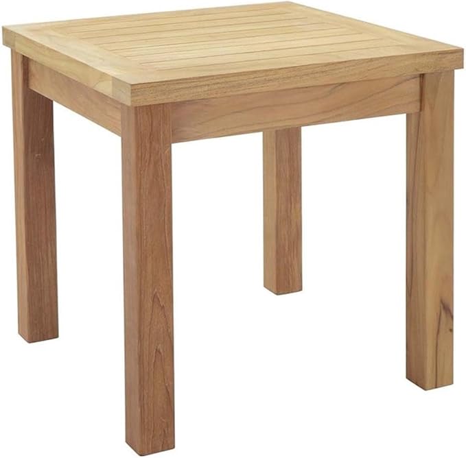 Pemberly Row Modern Teak Wood 3-Piece Patio Conversation Set, Natural/Gray Finish, Includes Table and 2 Chairs, Water & UV Resistant Cushions, Machine Washable Covers, Durable Outdoor Furniture