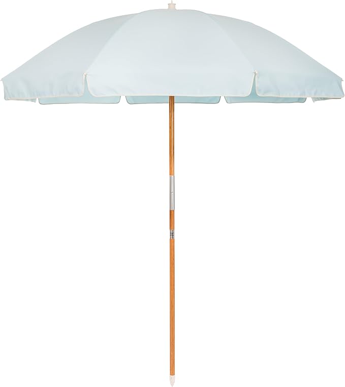 Business & Pleasure Co. Rio Umbrella Scalloped Brim For Beach, Patio or Picnic - 6' Boho Beach Umbrella, 7' Tall Wood Pole, UPF 50+