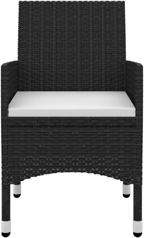 3 Piece Patio Dining Set, Outdoor Bistro Furniture with PE Rattan Chairs and Glass Table, Weather-Resistant Garden Table and Chair Set for Backyard, Porch, Balcony, Black
