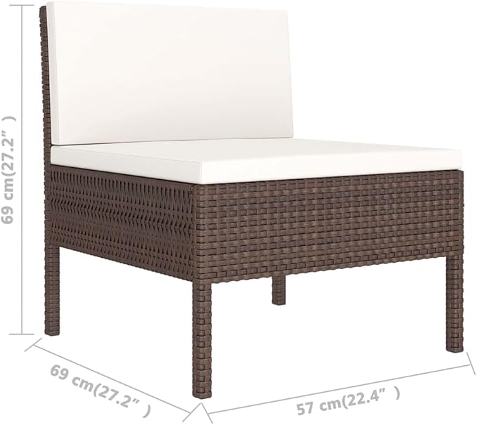 Patio Lounge Set with Cushions,Patio Furniture Sets,Patio Conversation Sets,Outdoor Furniture Sets,for Garden,Backyard,Outdoor,6 Piece Poly Rattan Brown