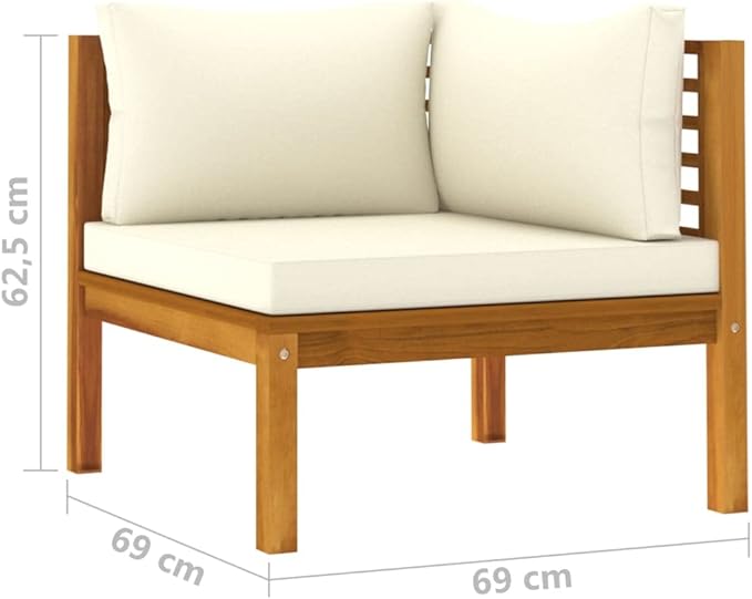 Patio Lounge Set with Cream Cushion,Patio Furniture Sets,Patio Conversation Sets,Outdoor Furniture Sets,for Garden,Backyard,Outdoor,6 Piece Solid Acacia Wood