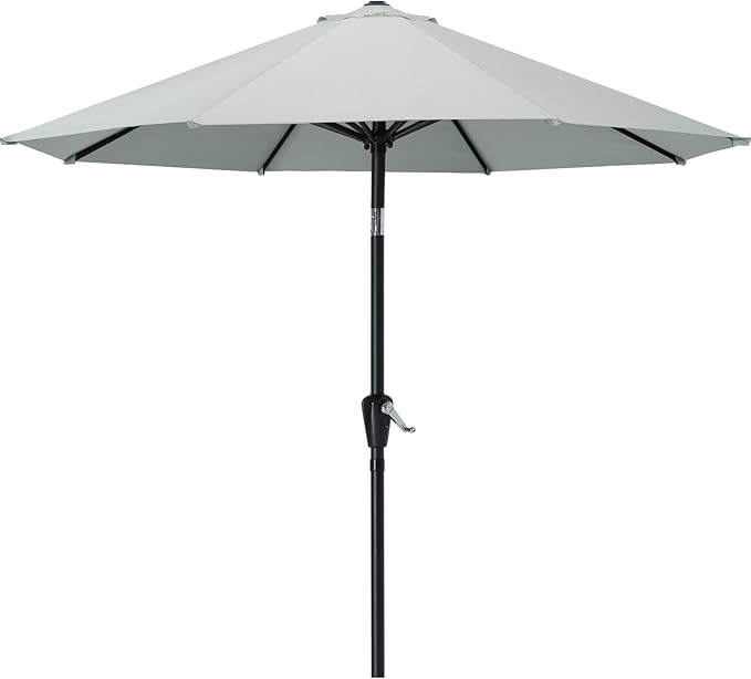 MASTERCANOPY 10FT Patio Umbrella with Push Button Tilt and Crank, Outdoor Market Umbrella with 8 Sturdy Ribs, UV Protection & Waterproof for Garden, Deck, Backyard, Pool (Light Gray)