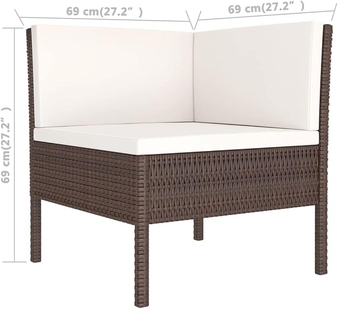 Patio Lounge Set with Cushions,Patio Furniture Sets,Patio Conversation Sets,Outdoor Furniture Sets,for Garden,Backyard,Outdoor,6 Piece Poly Rattan Brown
