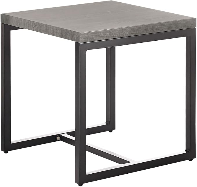 Patio Table Outdoor Side Tables - Coffee Table End Table Square for Outdoor Patio Porch Deck Balcony Garden(Black/Grey Tabletop)