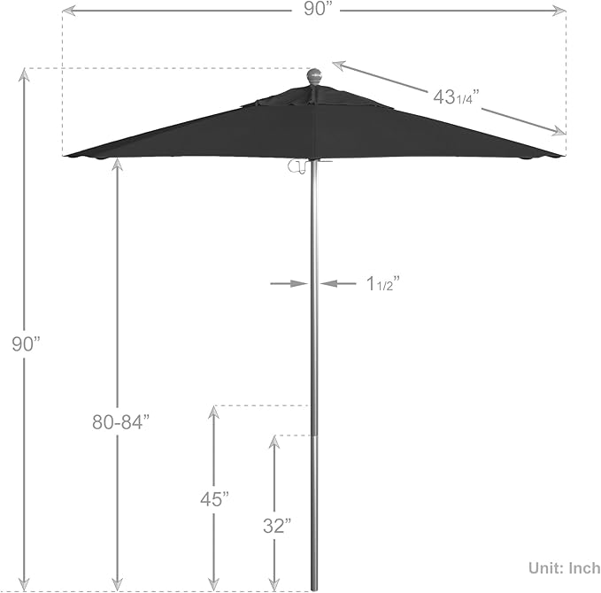 California Umbrella 7.5' Rd. Venture Series Contract Grade Patio Umbrella, Push Open Pin Stop, Silver Finish