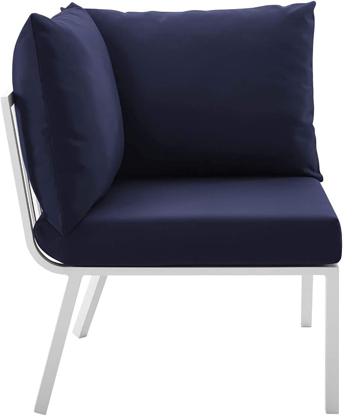 Modway Riverside 5 Piece Outdoor Patio Aluminum Set, 59 x 85.5 x 28, White Navy