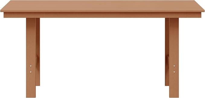 WestinTrends Ashore Outdoor Modern HDPE 66" Wide Rectangle Patio Dining Table for 6, Teak