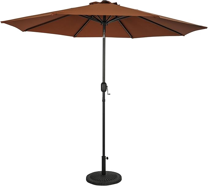 Island Umbrella Trinidad 9 ft Octagon Patio Umbrella – With Crank Lift, Push-to-Tilt, Rust-Resistant Steel Pole, 8-Rib Frame & Weather-Resistant Canopy – Brown/Coffee Outdoor Umbrellas for Patio