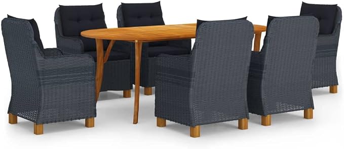 7 Piece Patio Dining Set,Outdoor Dining Set,Patio Table and Chairs,Outdoor Coffee Table,Patio Furniture Set,Outdoor Patio Chairs,Front Porch Furniture,Modern Set,Porch Chair,Patio Dining, Dark Gray