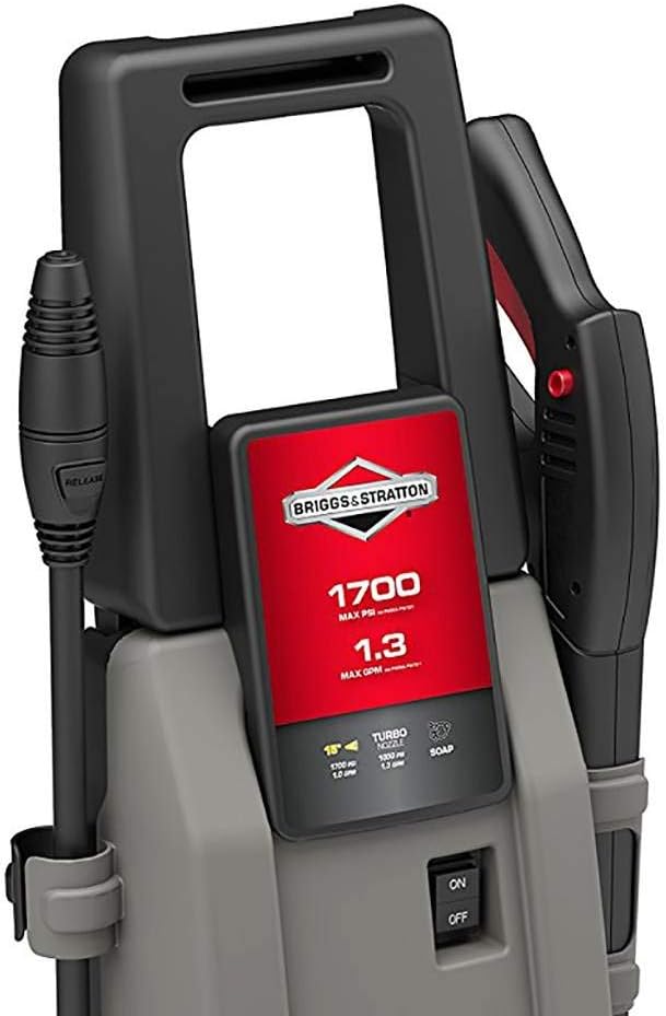 Briggs & Stratton S1700 1700 MAX PSI at 1.0 GPM Electric Pressure Washer with Detergent Injection, 26-Foot High-Pressure Hose, and Turbo Nozzle