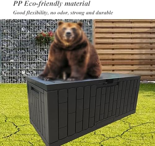 Waterproof Resin Deck Box with Lockable Lid for Indoor and Outdoor Storage - Ideal for Garden Tools and Patio Cushions (76 Gallon)