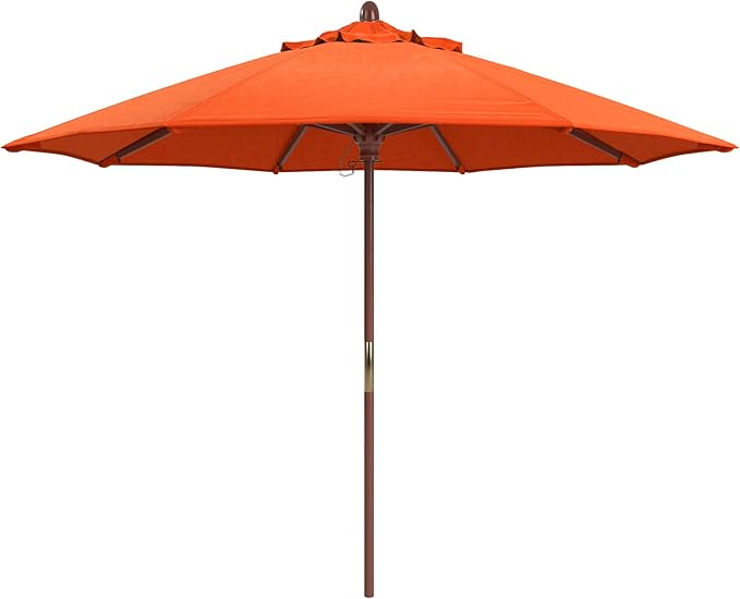 California Umbrella 9' Premium Commercial Hardwood Patio Umbrella, Manual Lift With Olefin Kiwi Fabric