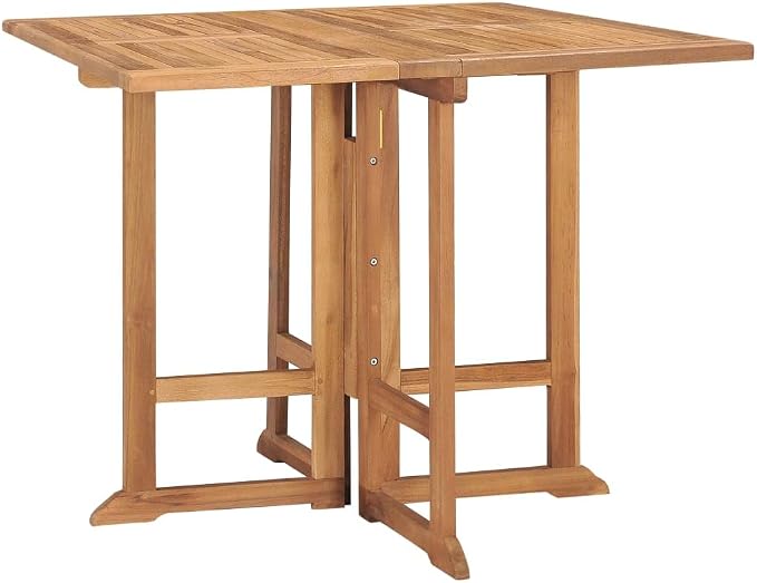 5 Piece Folding Patio Dining Set Solid Teak Wood Outdoor Table and 4 Chairs Space Saving Furniture for Garden Deck Backyard Poolside Entertaining Weather Resistant