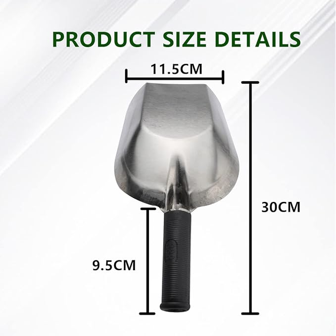 Garden Hand Shovel 11.8" x 4.5" Soil Scoop Stainless Steel Transplanter Trowel Bend Proof Garden Tools Loose Multi Function Shovel Coal Shovel for Transplanting Weeding Digging Planting