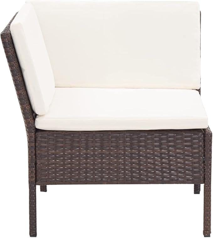 Patio Sofa Set with Cushions,Patio Lounge Set,Outdoor Furniture,Outdoor Furniture Sets,Patio Conversation Sets,for Garden,Deck,Backyard,6 Piece Poly Rattan Brown