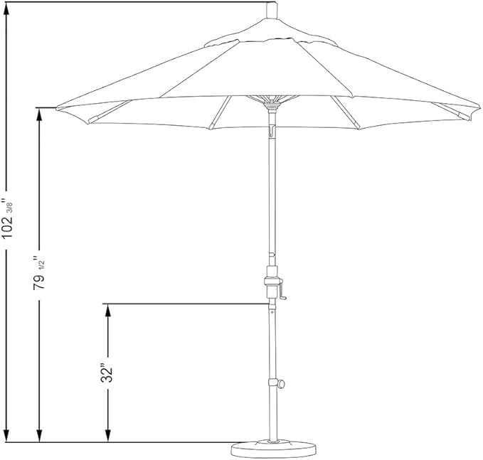 California Umbrella 9' Rd Tahoe Series Aluminum Patio Umbrella, Crank Lift, Collar Tilt, White Finish, Melon