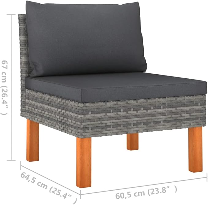 Patio Lounge Set,Patio Furniture Sets,Patio Conversation Sets,Outdoor Furniture Sets,for Garden,Backyard,Outdoor,7 Piece Poly Rattan and Eucalyptus Wood Gray