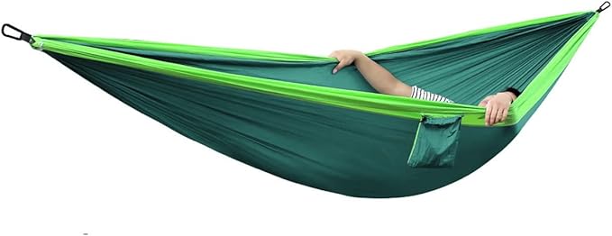 Outdoor Cotton Hammock, Camping Portable Hammock with Tree Straps, Lightweight Nylon Hammock with Carabiners, for Beach Travel Garden (Color : Green, Size : 300x200cm)
