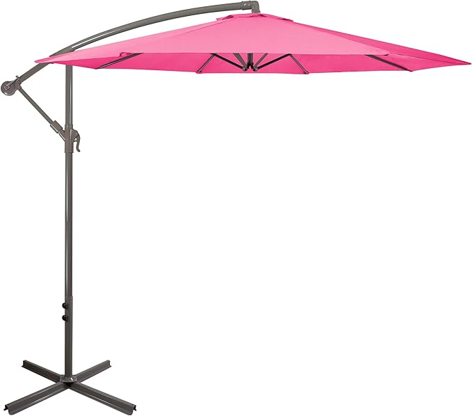Northlight 10ft Offset Outdoor Patio Umbrella with Hand Crank, Pink