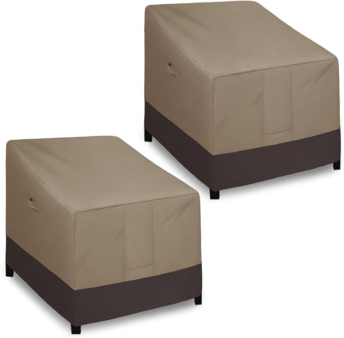 Easy-Going Outdoor Chair Cover Waterproof, Heavy Duty Patio Chair Cover, Windproof Outdoor Furniture Cover with Air Vent (2 Pack-32Wx37Dx31H inch, Camel/Dark Brown)