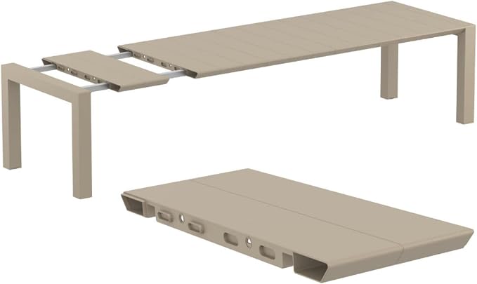 Compamia Vegas 118" Extendable Patio Dining Table in Dove Gray, Commercial Grade