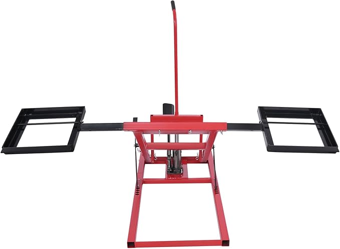 Lawn Mower Lift Jack for Zero Turn Mowers Riding Tractors 500lbs Capacity Hydraulic Lift Table for Maintenance Repair Adjustable Wheel Span, Easy Assembly, for Tractors, Lawnmowers, Atvs, Pushmowers