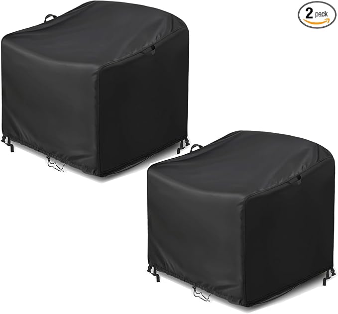 Kasla Patio Chair Cover, Waterproof Heavy Duty Cover for Outdoor Rocking Chair & Papasan Rocking Chair & Rattan Wicker Chair (Black, 46"L×38"W×19"H, 2 Pack)