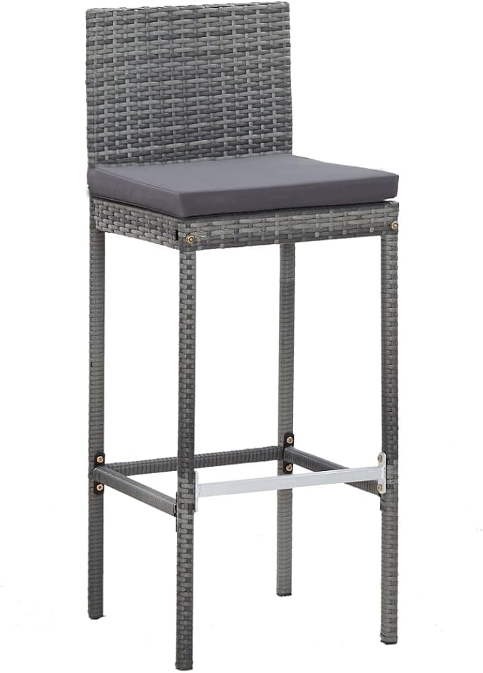 Patio Bar Set with Cushions,Patio Lounge Set,Outdoor Furniture,Outdoor Furniture Sets,Patio Conversation Sets,for Garden,Deck,Backyard,5 Piece Poly Rattan Gray