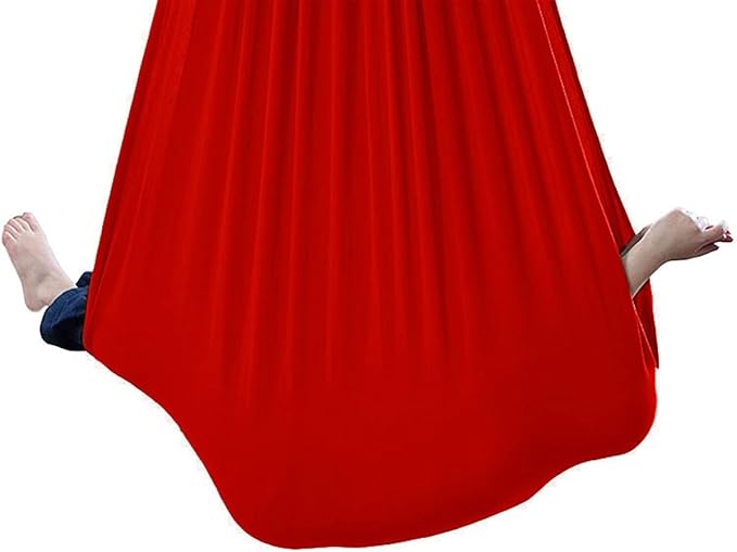 Sensory Swing for Adults Indoor Kids Therapy Swing Soothing Calming Snuggle Hammock Durable Soft Strong Fabric Swing Beneficial to Child's Spatial Awareness (Color : Red, Size : 1.5M x 2.8M)