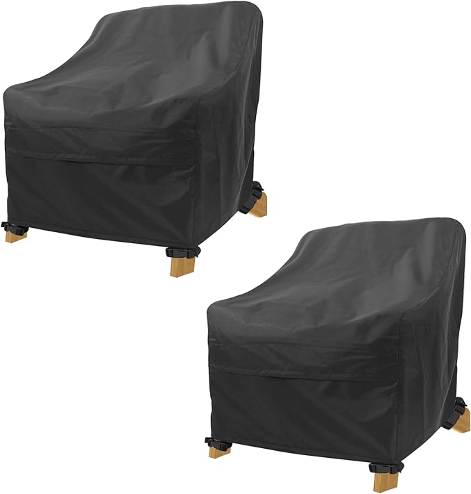 Adirondack Chair Covers 2 Pack - Waterproof Outdoor Chair Covers (28"L x 31"D x 36"H, Black) for Patio Furniture Non Fading