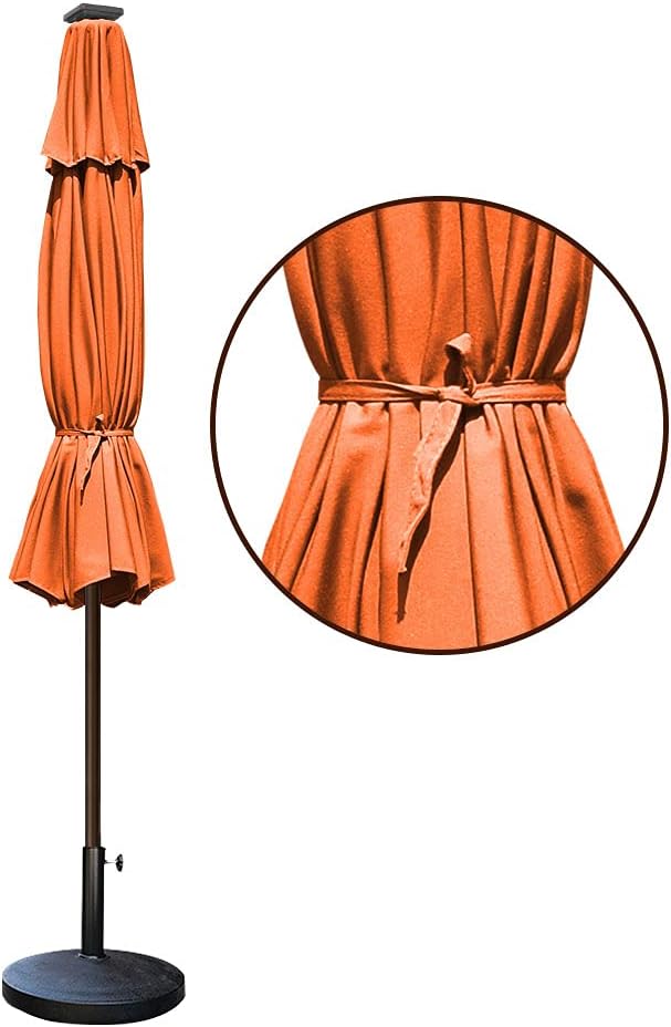EliteShade USA 10-Year-Non-Fading 9ft Market Patio Umbrella, Commercial Grade Table Sun Umbrella with 80 Solar LED Lights, Crank Open, Windproof & UPF 50+ UV Protection for Garden, Deck, Pool, Backyard, Rust