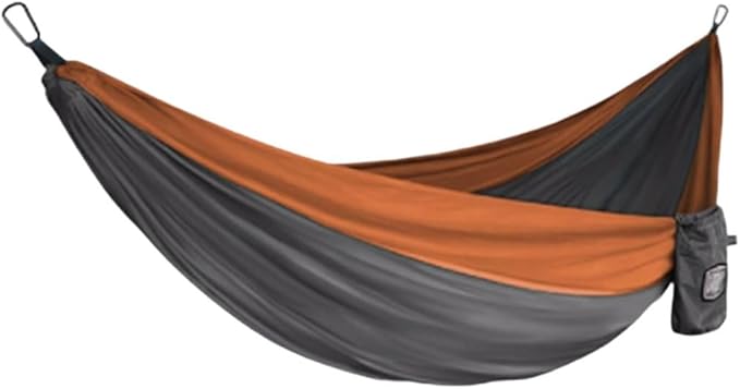 Nylon Hammock Outdoor Camping Travel Multi-Purpose Good Load-Bearing Portable Easy to Install Tree Hanging Hammock(Gray-Orange)