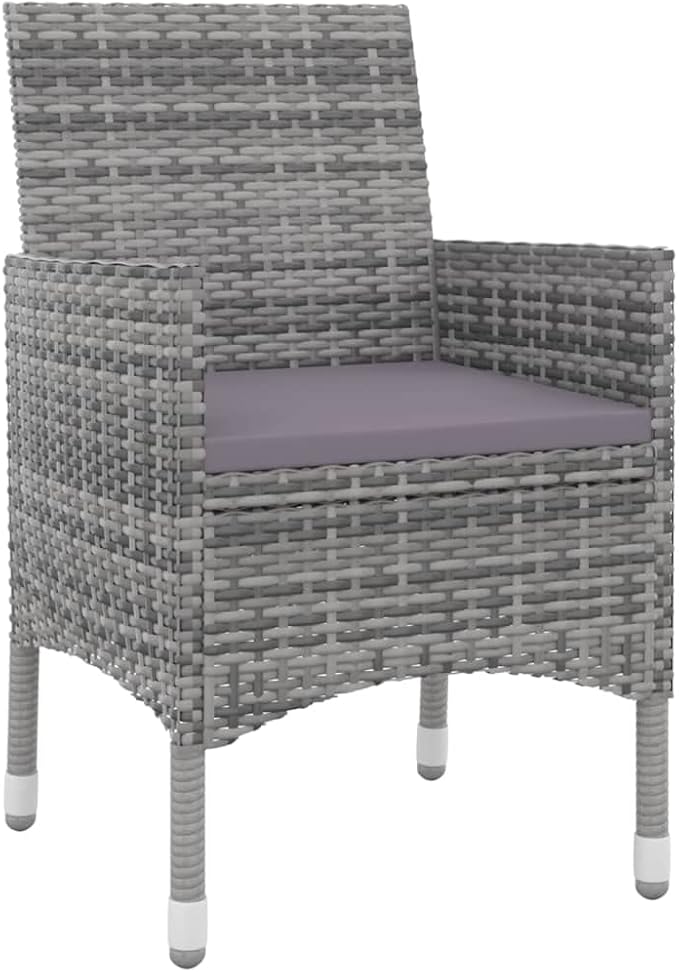 Patio Dining Set with Cushions,Patio Lounge Set,Outdoor Table and Chairs Set,Terrace Conversation Set Furniture,Outdoor Furniture,for Garden,Backyard,3 Piece Poly Rattan and Glass
