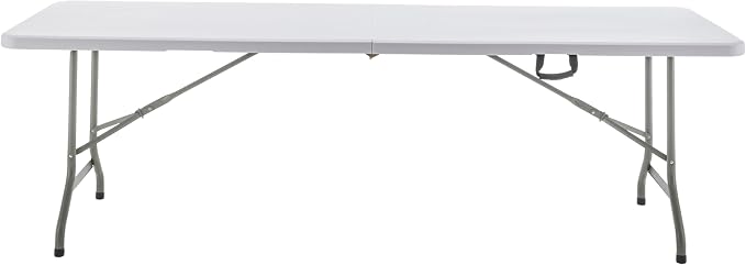 BTEXPERT Set of 5, 8-Foot - 96" Long White Plastic Folding Table Portable 30" Wide, 29" High, Indoor Outdoor Events Banquet Dining Party Patio