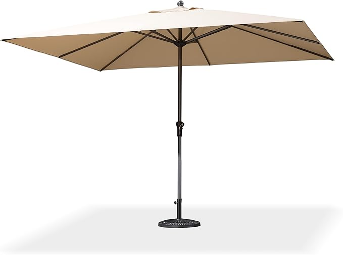 PURPLE LEAF 12' x 9' Patio Market Umbrella Outdoor Table Sun Umbrellas with Crank 8 Aluminum Sturdy Ribs for Pool Deck Backyard Beach Beige