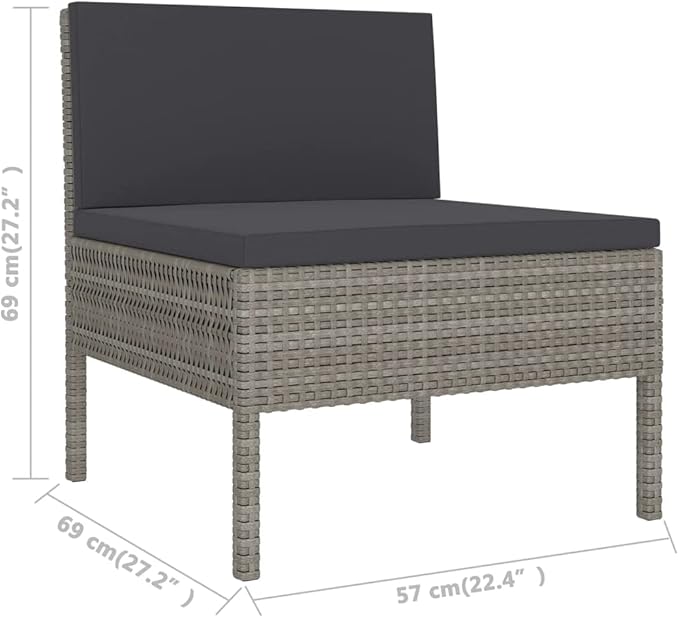 Patio Lounge Set with Cushions,Patio Furniture Sets,Patio Conversation Sets,Outdoor Furniture Sets,for Garden,Backyard,Outdoor,6 Piece Poly Rattan Gray